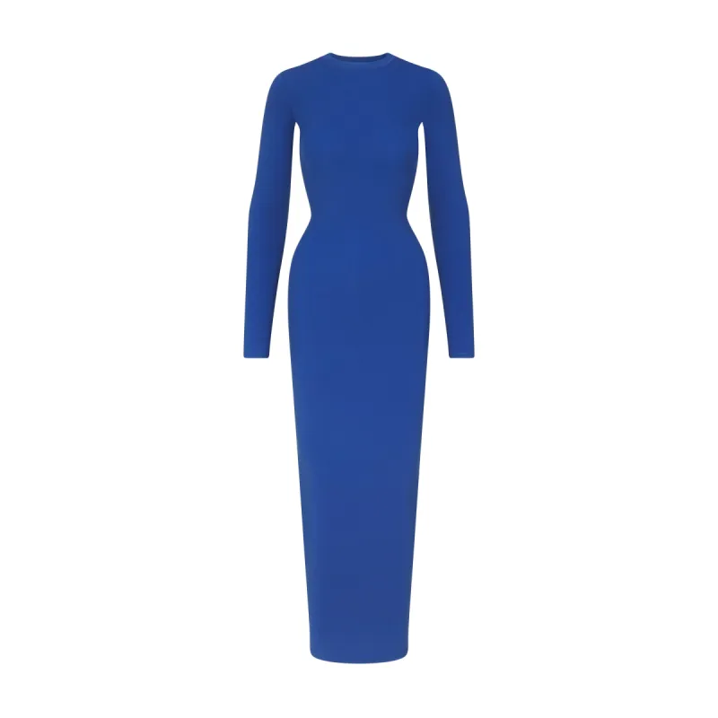 FITS EVERYBODY CREW NECK LONG SLEEVE DRESS | SAPPHIRE sold by SKIMS