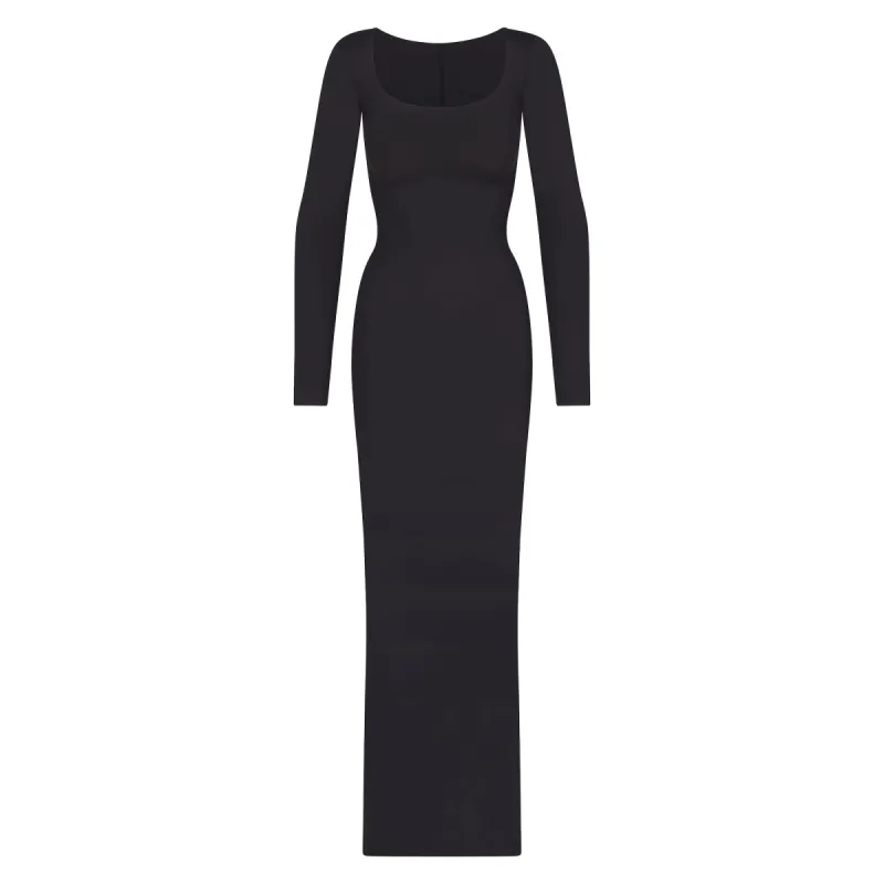SKIMS BODY LONG SLEEVE LONG SLIP DRESS | ONYX sold by SKIMS