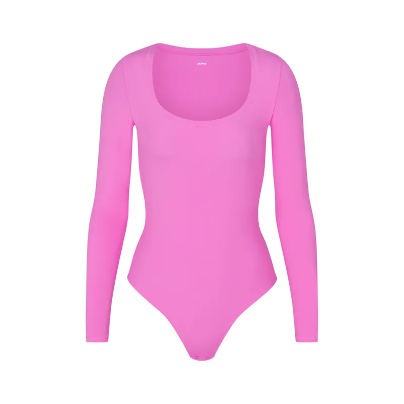 FITS EVERYBODY LONG SLEEVE SCOOP BODYSUIT | NEON ORCHID sold by SKIMS