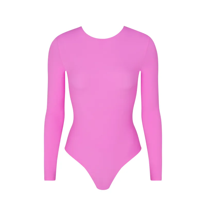 FITS EVERYBODY LONG SLEEVE LOW BACK BODYSUIT | NEON ORCHID sold by SKIMS