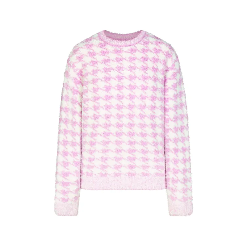 COZY KNIT UNISEX PULLOVER | PETAL HOUNDSTOOTH sold by SKIMS