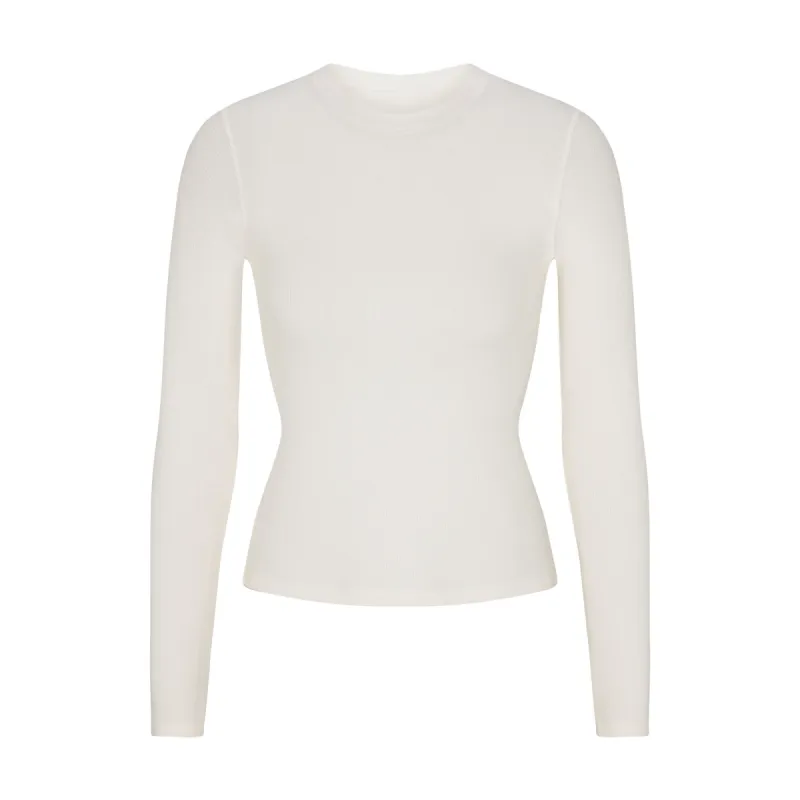 COTTON RIB LONG SLEEVE T-SHIRT | MARBLE sold by SKIMS