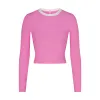 SOFT LOUNGE RINGER LONG SLEEVE CROP TOP | BLUSH sold by SKIMS