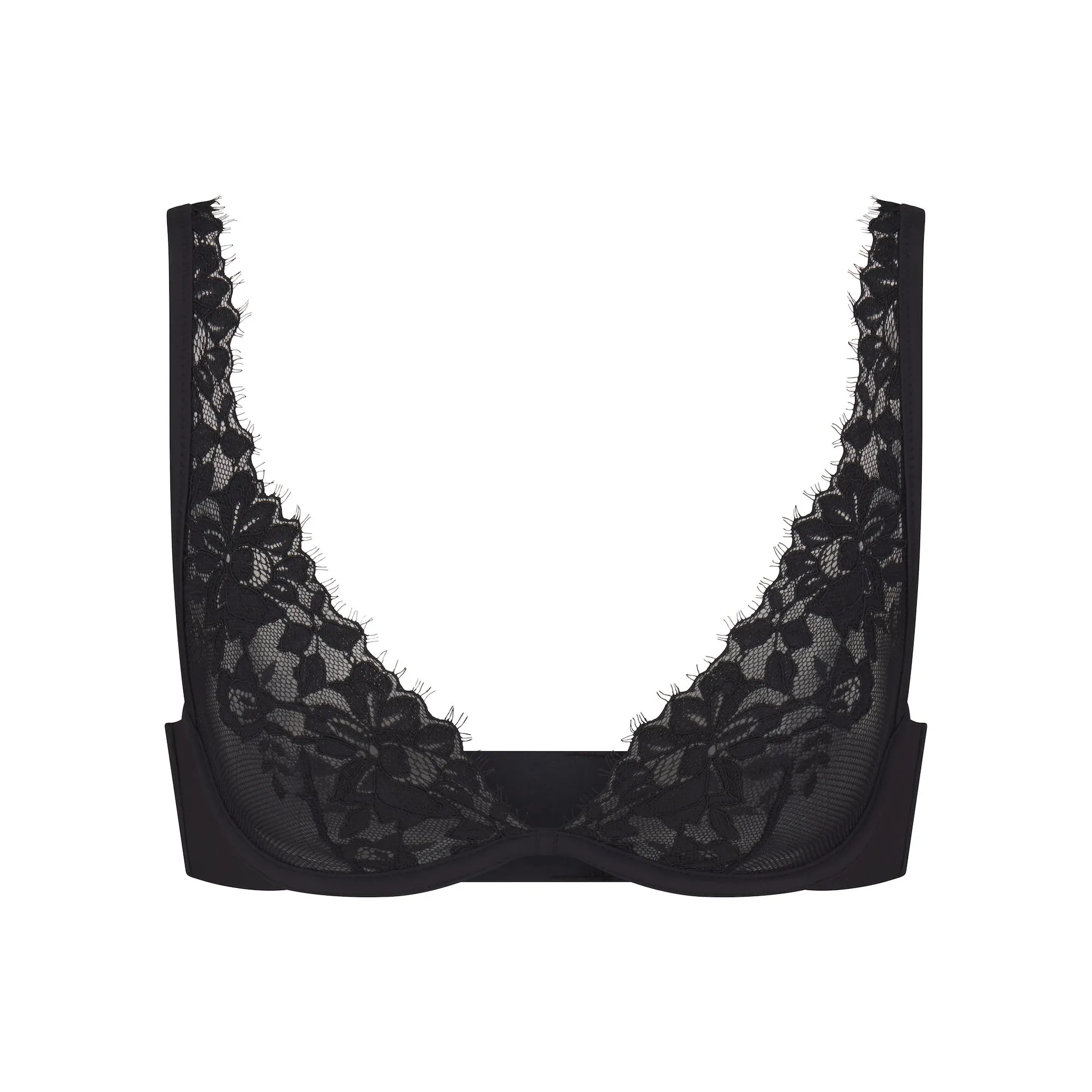 SKIMS LACE UNLINED PLUNGE BRA | ONYX sold by SKIMS