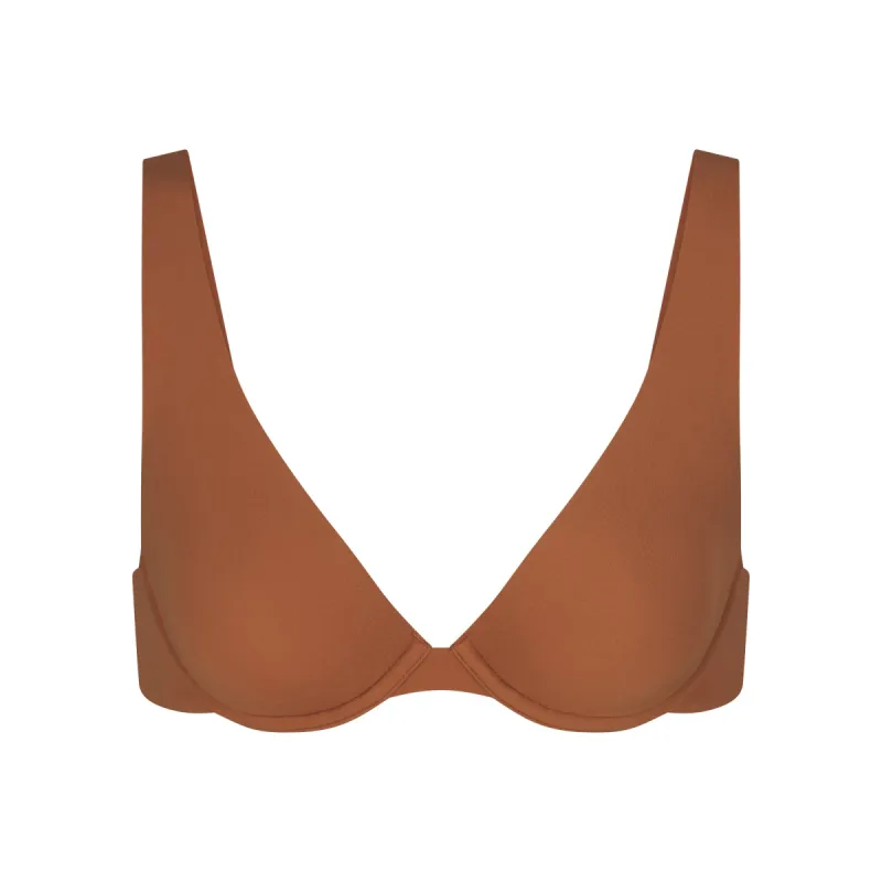FITS EVERYBODY UNLINED APEX PLUNGE BRA | BRONZE sold by SKIMS
