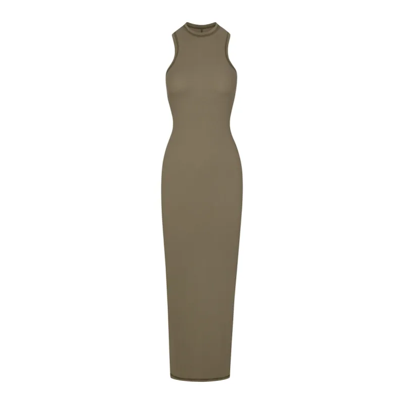 COTTON RIB SLEEVELESS LONG DRESS | ARMY MULTI sold by SKIMS