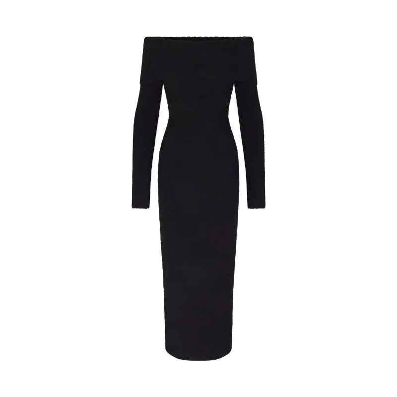 COZY KNIT OFF THE SHOULDER DRESS | ONYX sold by SKIMS