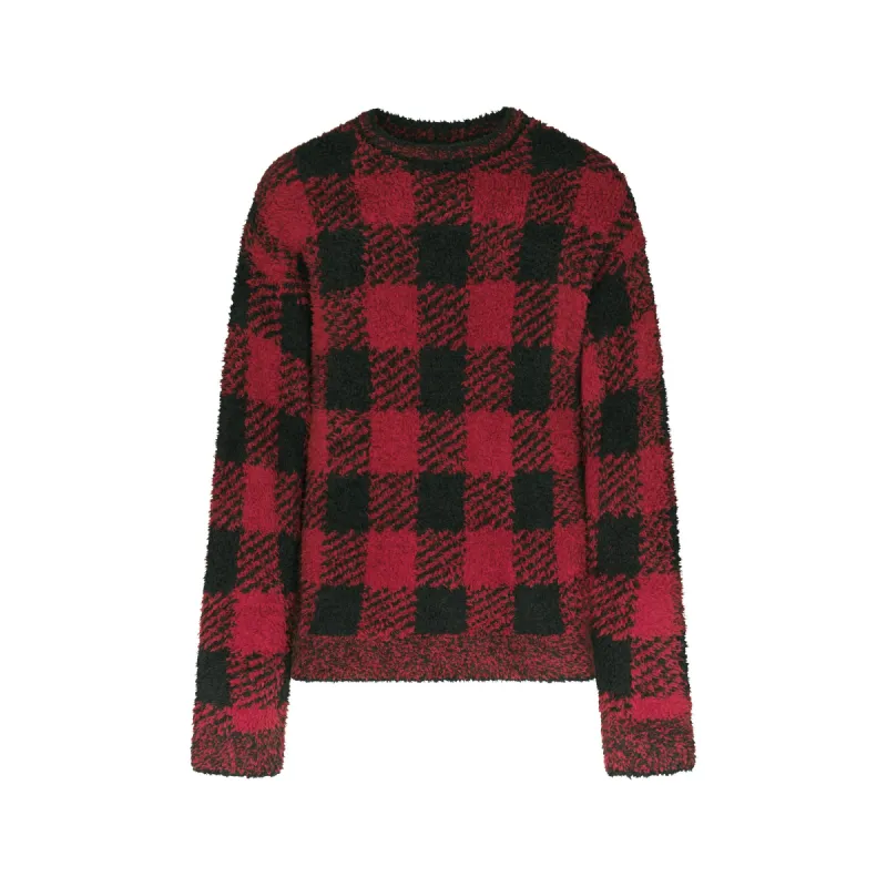 COZY KNIT UNISEX PULLOVER | BRICK BUFFALO CHECK sold by SKIMS