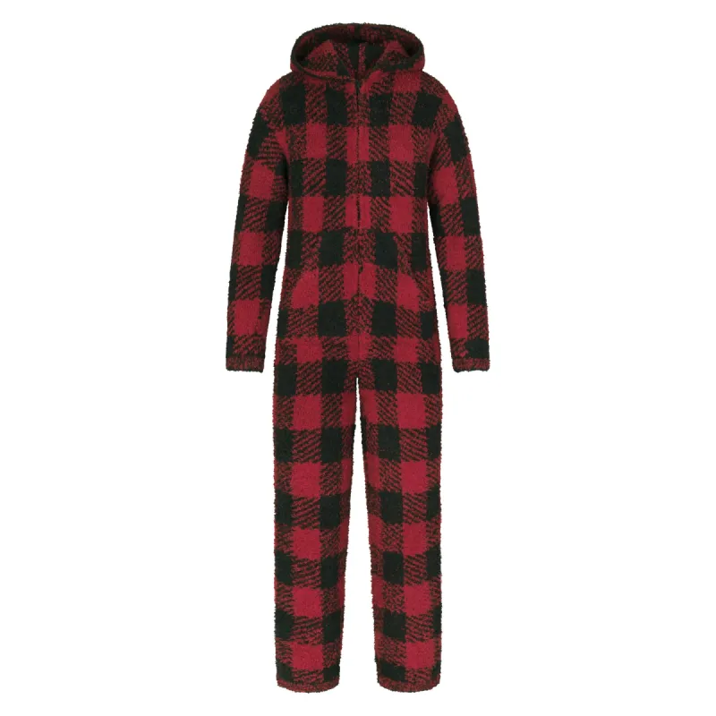 COZY KNIT UNISEX ONESIE | BRICK BUFFALO CHECK sold by SKIMS