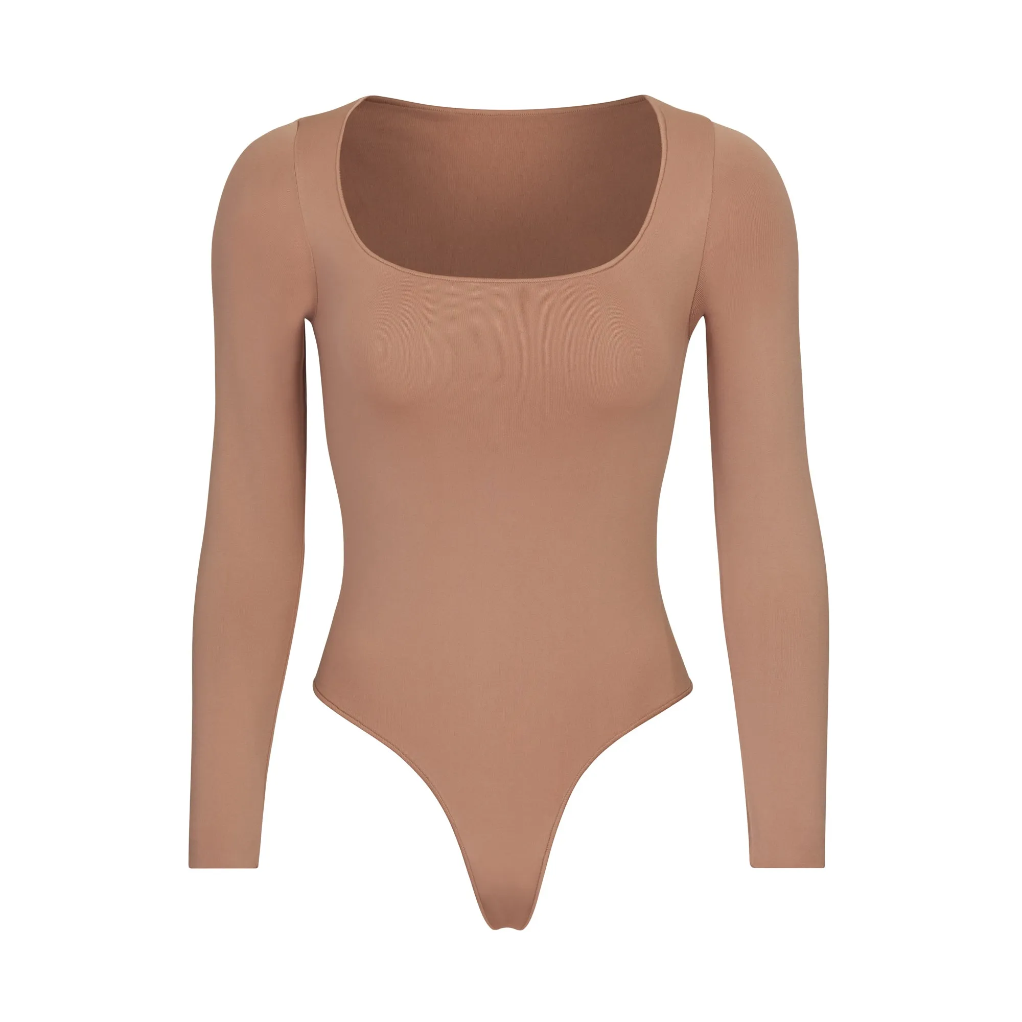 ESSENTIAL LONG SLEEVE SCOOP NECK BODYSUIT | TIGERS EYE sold by SKIMS