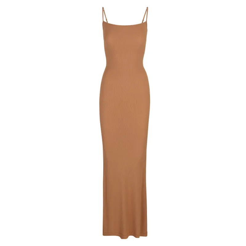 SOFT LOUNGE LONG SLIP DRESS | CAMEL sold by SKIMS