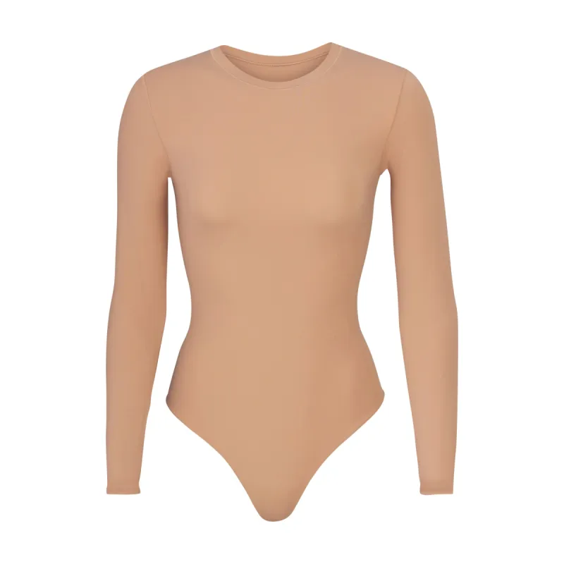 FITS EVERYBODY LONG SLEEVE CREW NECK BODYSUIT | OCHRE sold by SKIMS