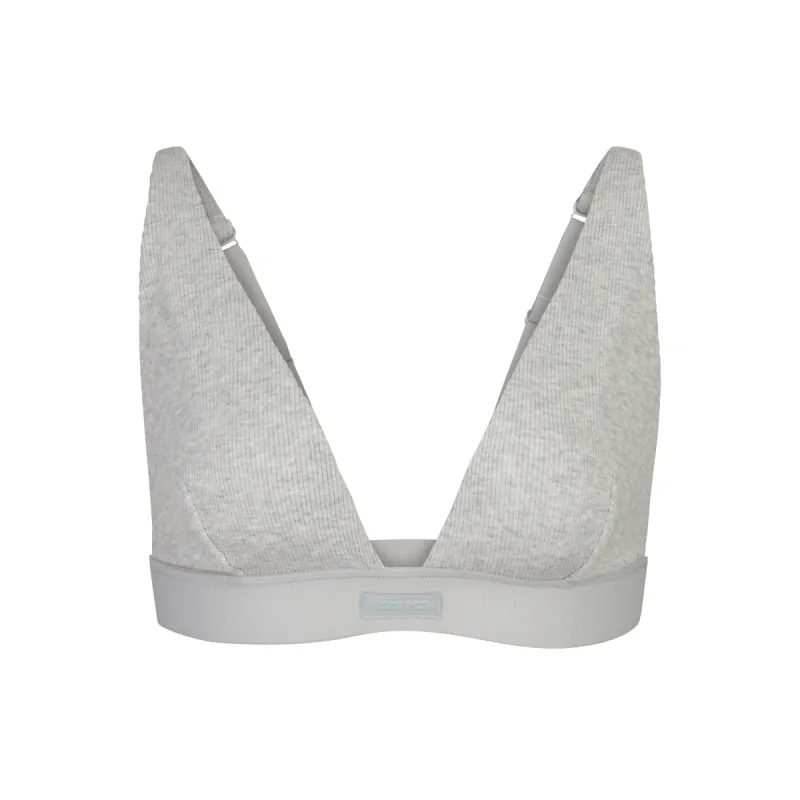COTTON RIB PLUNGE BRALETTE | LIGHT HEATHER GREY sold by SKIMS
