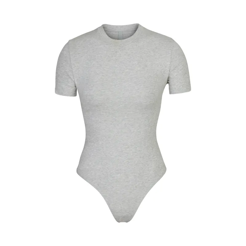 COTTON JERSEY T-SHIRT BODYSUIT | LIGHT HEATHER GREY sold by SKIMS