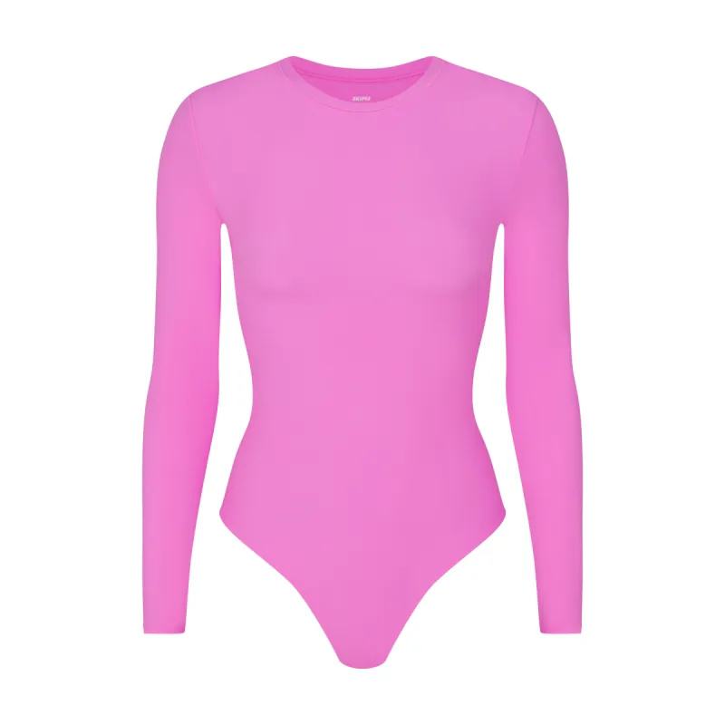 FITS EVERYBODY LONG SLEEVE CREW NECK BODYSUIT | NEON ORCHID sold by SKIMS