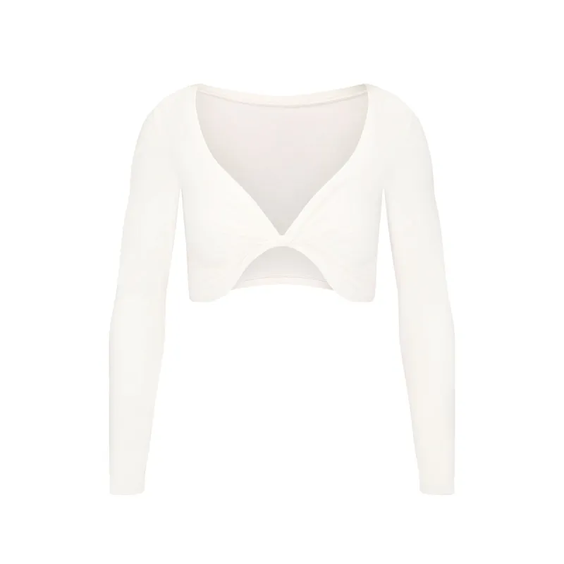 COTTON TWIST LONG SLEEVE CROPPED TOP | MARBLE sold by SKIMS
