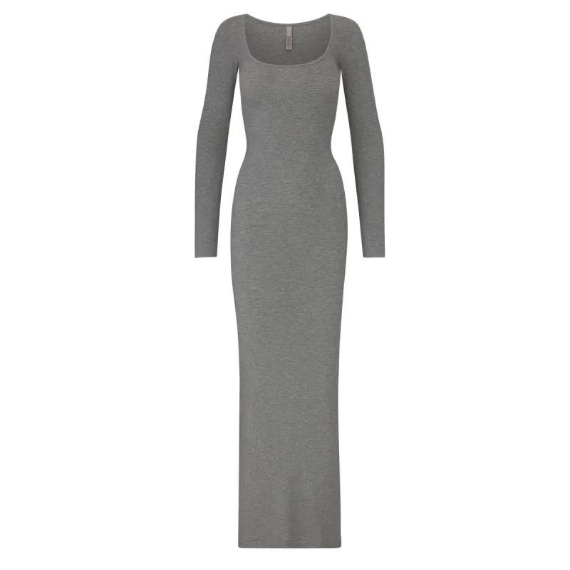 SOFT LOUNGE LONG SLEEVE DRESS | HEATHER GREY made by SKIMS