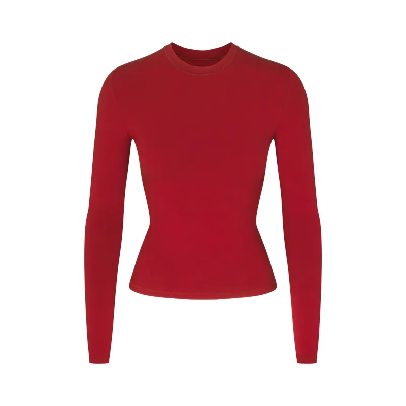 COTTON JERSEY LONG SLEEVE T-SHIRT | BRICK sold by SKIMS