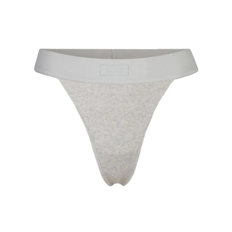 COTTON RIB THONG | LIGHT HEATHER GREY sold by SKIMS