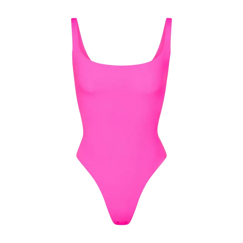FITS EVERYBODY SQUARE NECK BODYSUIT | NEON PINK sold by SKIMS