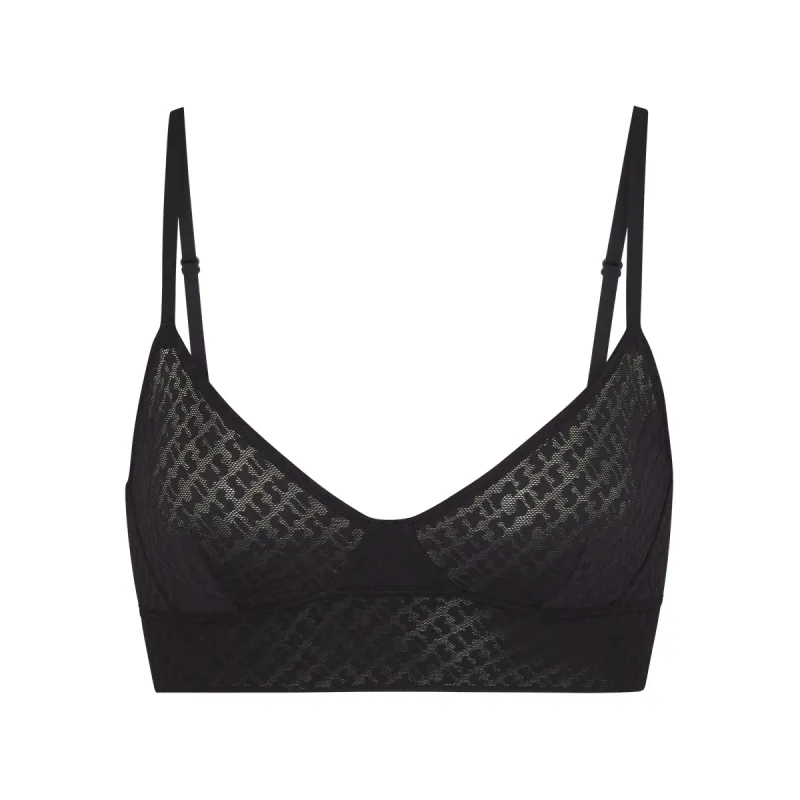 LOGO MESH TRIANGLE BRALETTE | ONYX sold by SKIMS