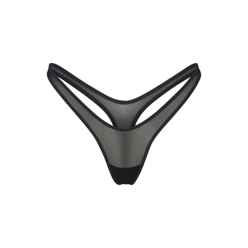 ULTRA FINE MESH MICRO DIPPED THONG | ONYX sold by SKIMS