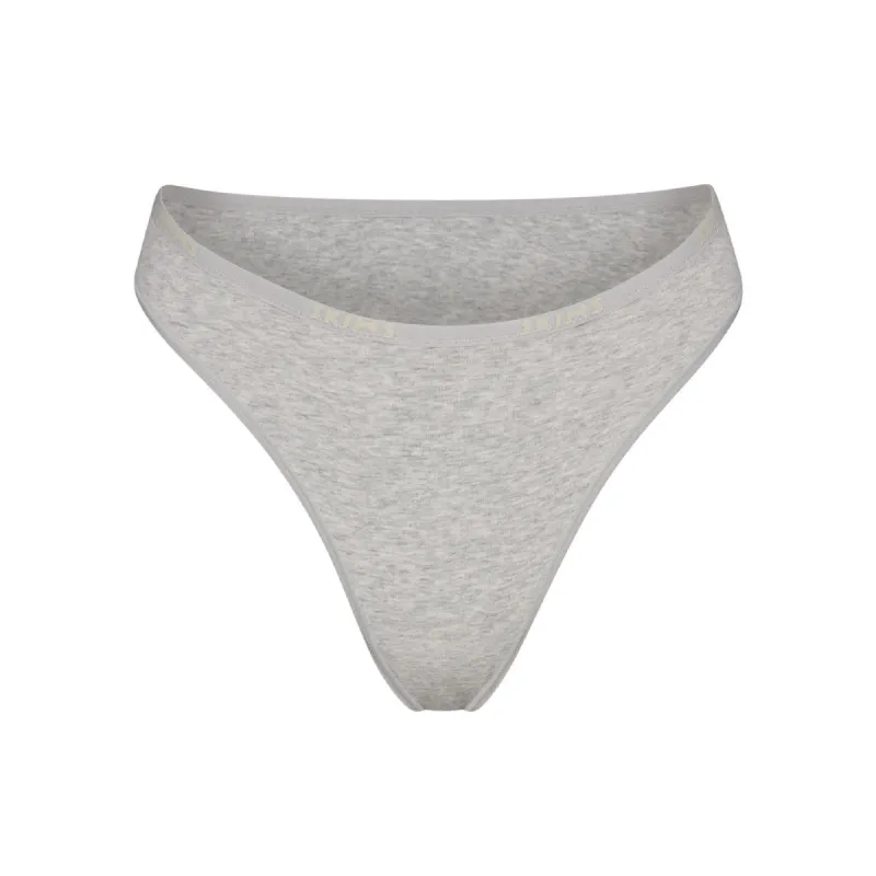 COTTON LOGO HIGH LEG BIKINI | LIGHT HEATHER GREY sold by SKIMS