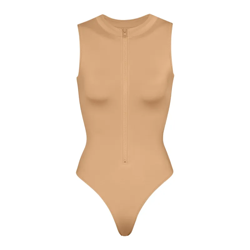 SIGNATURE SWIM ZIP FRONT SLEEVELESS ONE PIECE | OCHRE sold by SKIMS