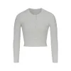 COTTON RIB LONG SLEEVE CROP HENLEY | LIGHT HEATHER GREY sold by SKIMS