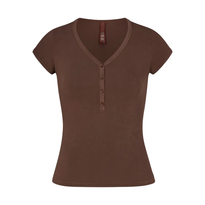 NEW VINTAGE HENLEY T-SHIRT | COCOA sold by SKIMS