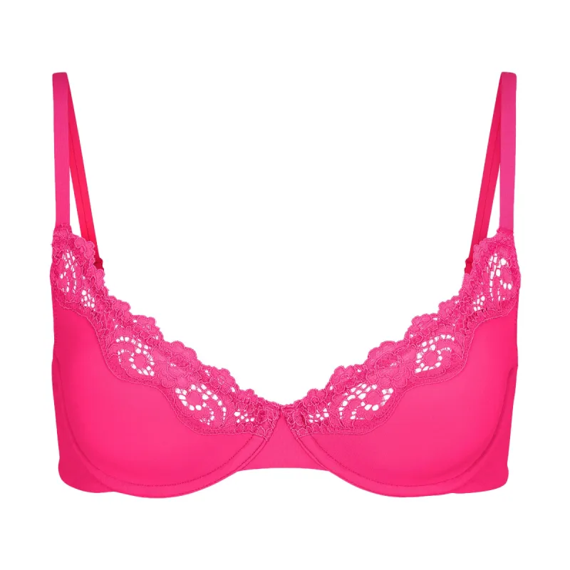 FITS EVERYBODY CORDED LACE UNLINED SCOOP BRA | NEON ROSE sold by SKIMS