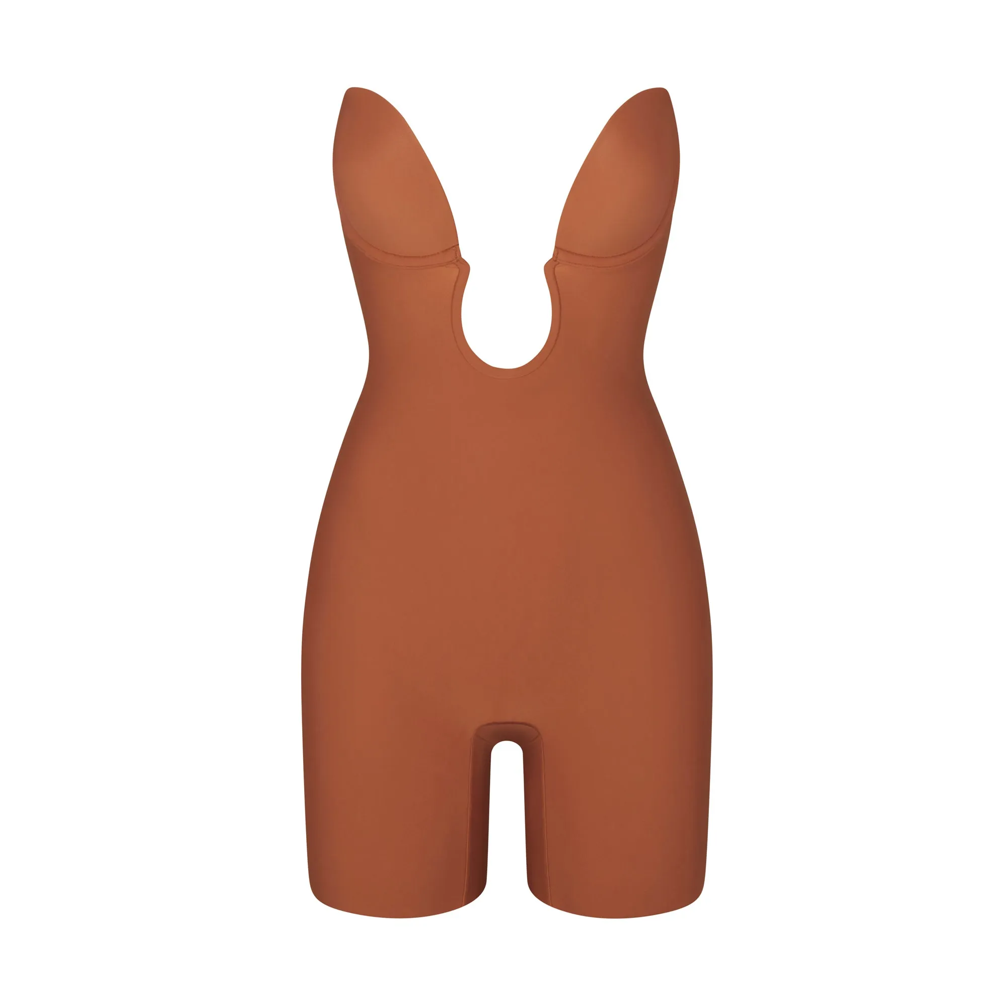 DEEP PLUNGE SHAPEWEAR MID THIGH BODYSUIT | BRONZE sold by SKIMS
