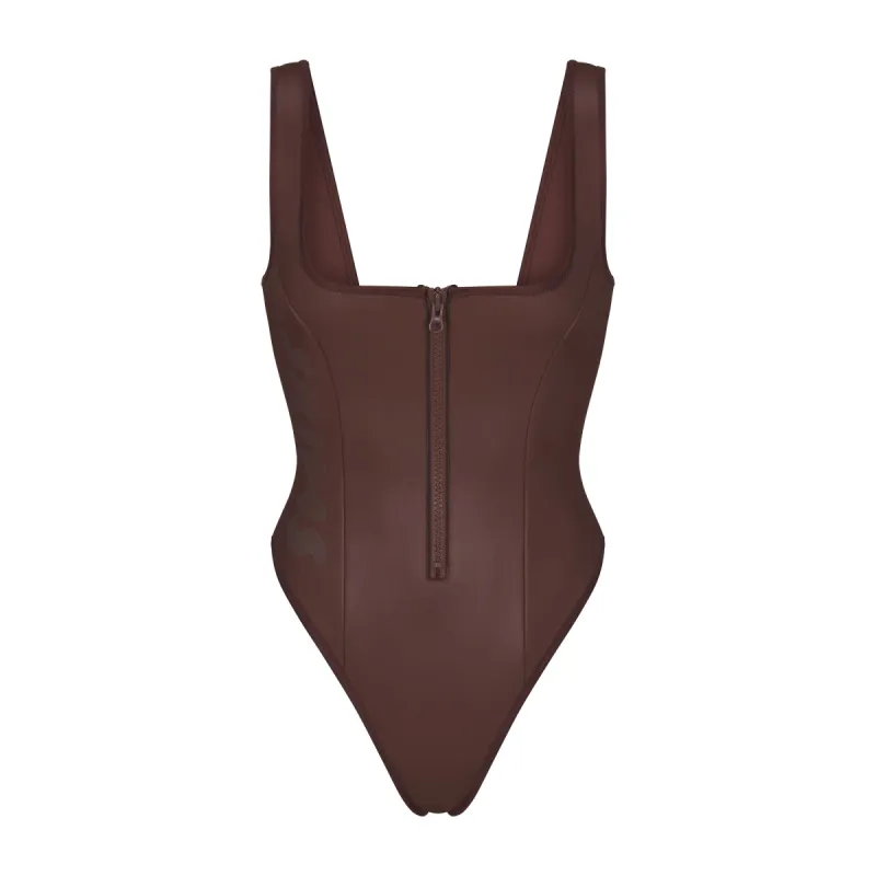 RUBBERIZED SCUBA SWIM SCOOP NECK ONE PIECE | COCOA sold by SKIMS