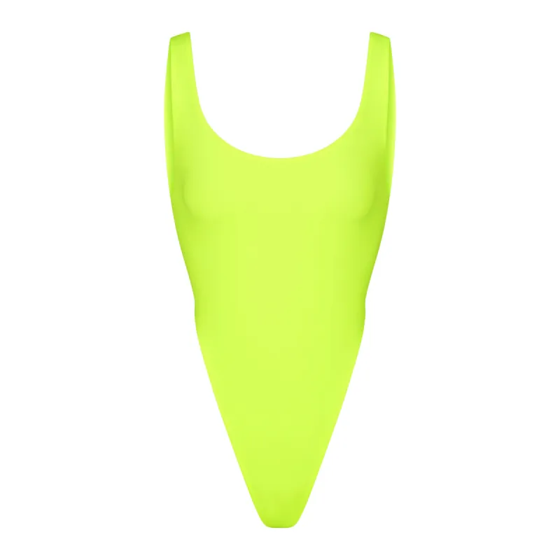 FITS EVERYBODY HIGH CUT BODYSUIT | GREEN HIGHLIGHTER sold by SKIMS