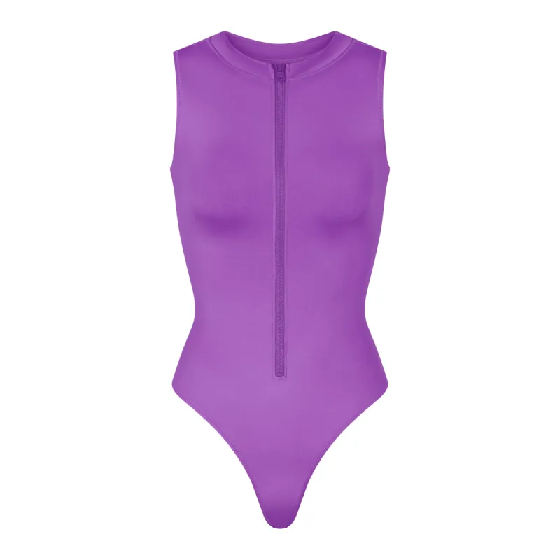 SIGNATURE SWIM ZIP FRONT SLEEVELESS ONE PIECE | VIOLET sold by SKIMS
