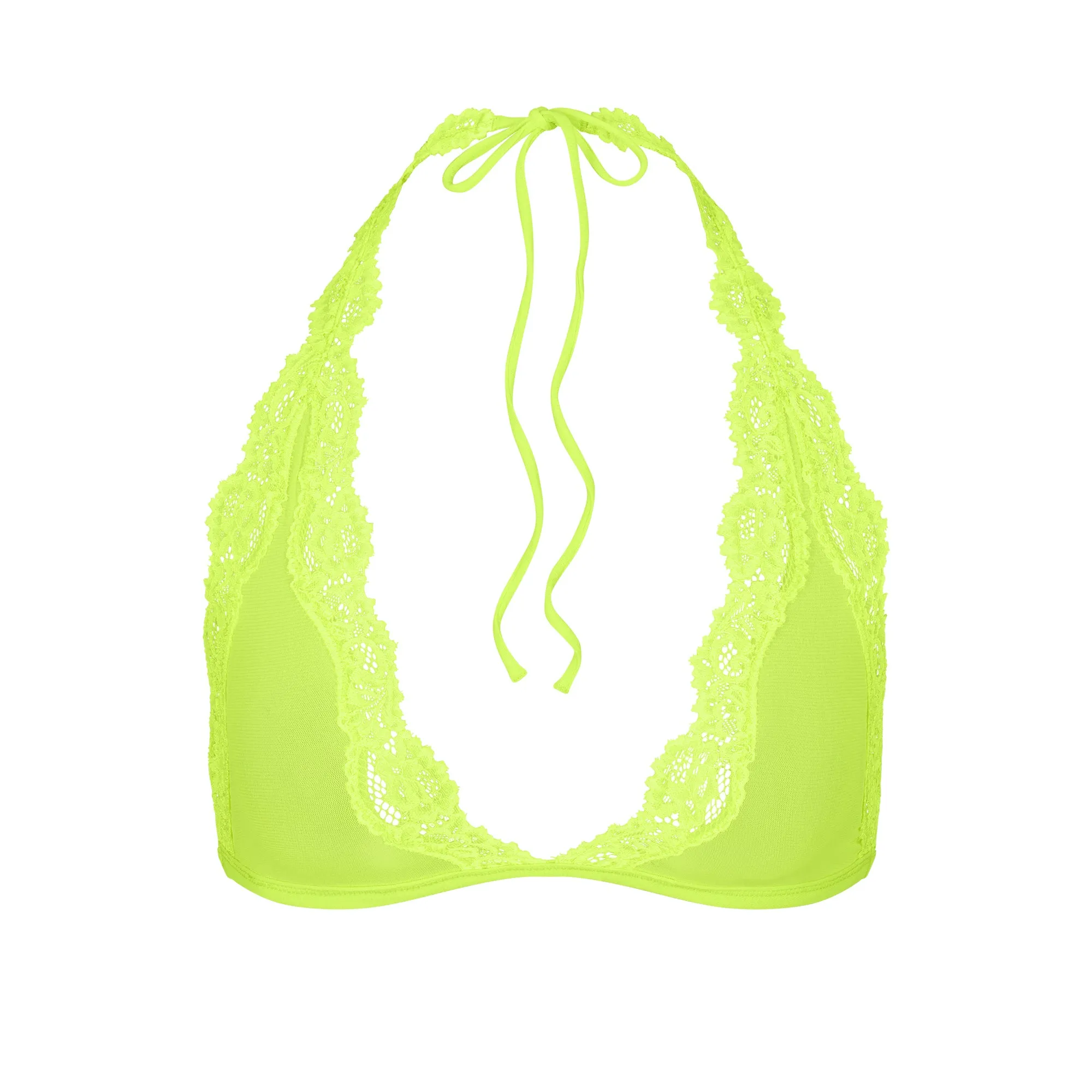 SUMMER MESH LACE PLUNGE HALTER BRALETTE | HIGHLIGHTER sold by SKIMS