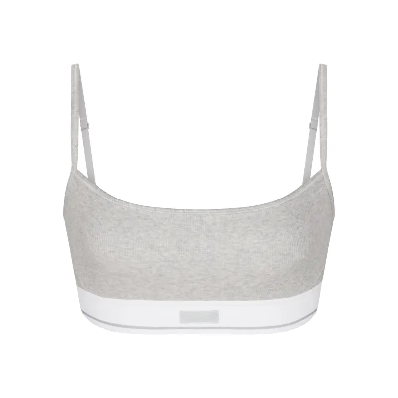 COTTON RIB SCOOP BRALETTE | LIGHT HEATHER GREY MULTI sold by SKIMS