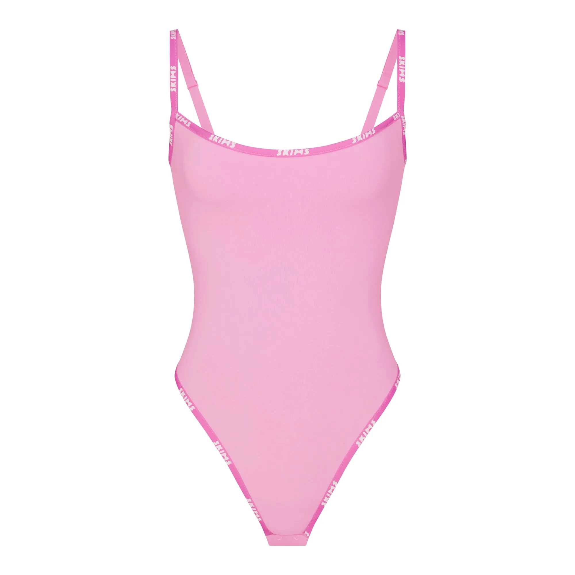 SKIMS COTTON LOGO BUILT IN BRA BODYSUIT BUBBLE GUM MULTI Parallel