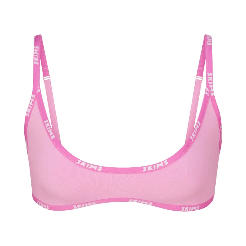 COTTON LOGO SCOOP NECK BRALETTE | BUBBLE GUM MULTI sold by SKIMS