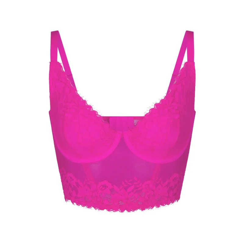 SKIMS LACE LINED DEMI CORSET | FUCHSIA sold by SKIMS