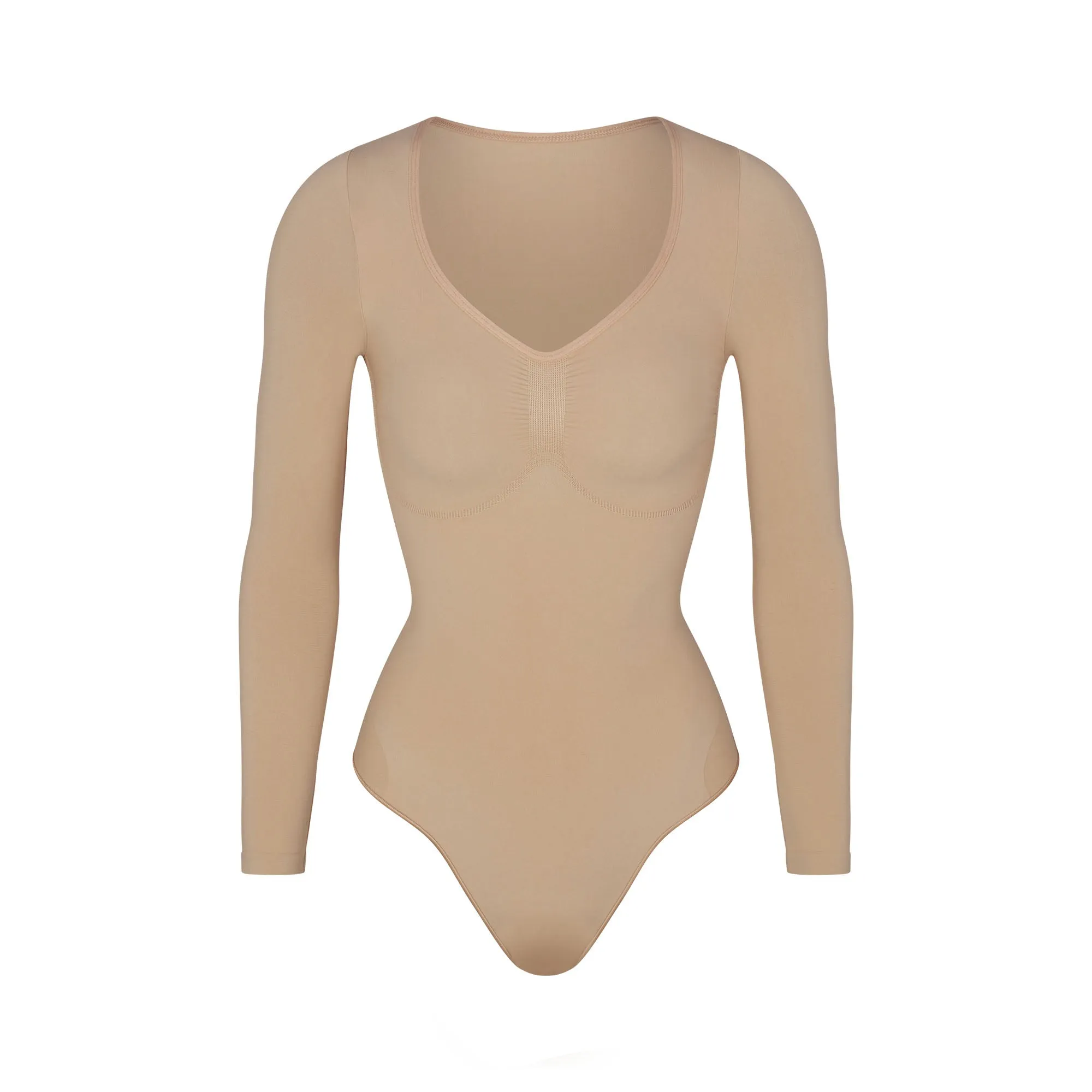 SEAMLESS SCULPT LONG SLEEVE THONG BODYSUIT | CLAY sold by SKIMS