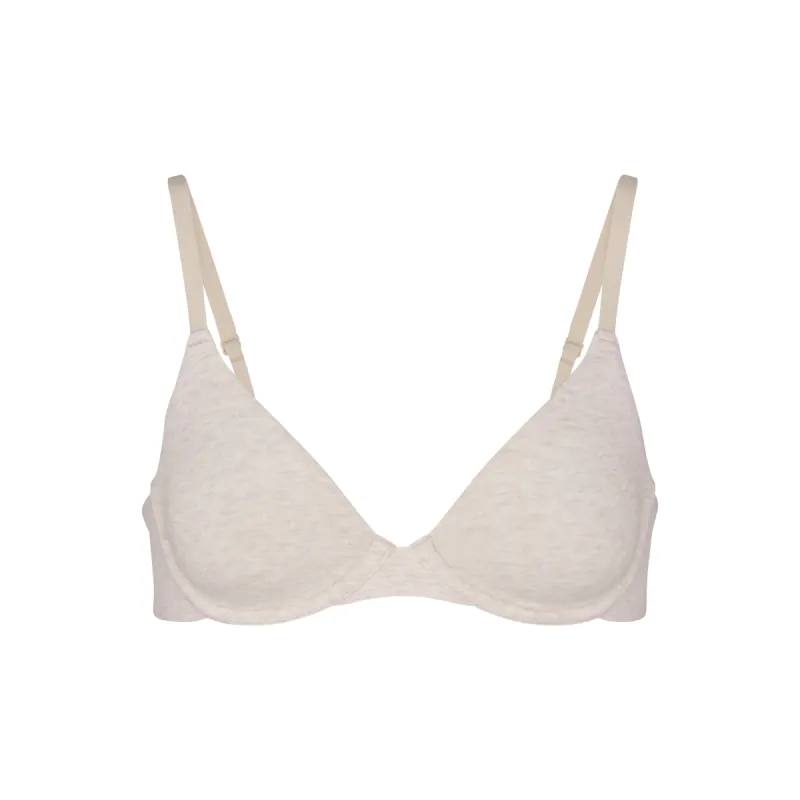 COTTON JERSEY T-SHIRT BRA | HEATHER OATMEAL sold by SKIMS