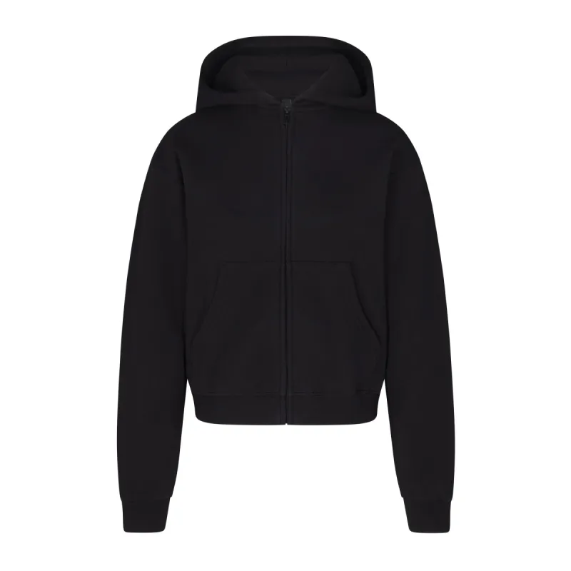 COTTON FLEECE CLASSIC ZIP UP HOODIE | ONYX sold by SKIMS