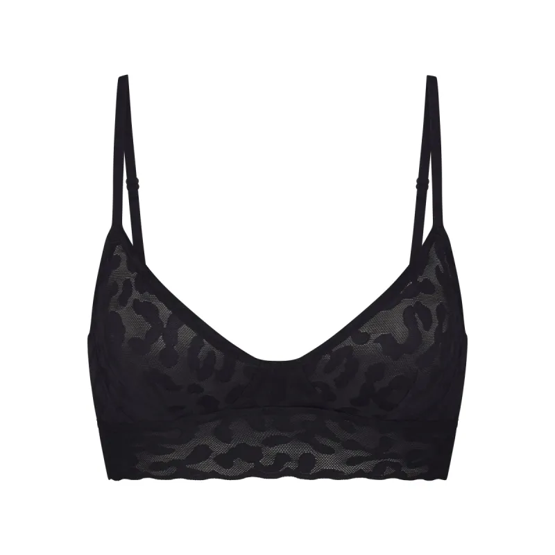LOGO MESH LACE TRIANGLE BRALETTE | ONYX made by SKIMS