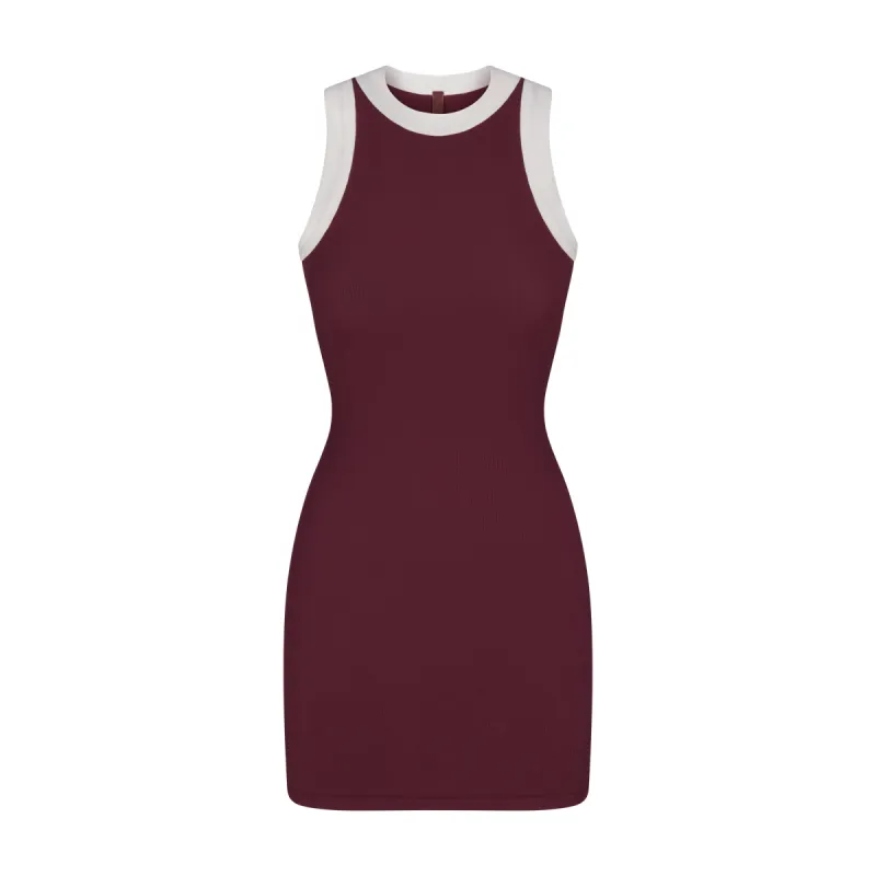SOFT LOUNGE RINGER TANK MINI DRESS | MAROON made by SKIMS