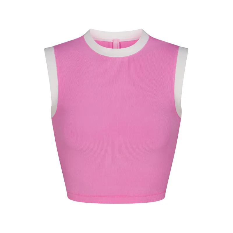 SOFT LOUNGE RINGER CROPPED TANK | BLUSH sold by SKIMS