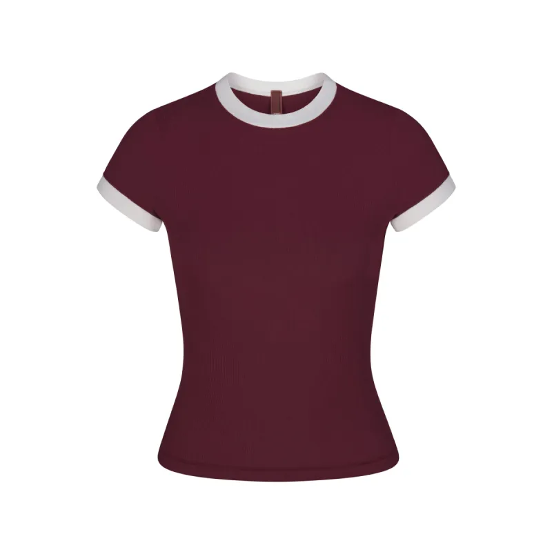 SOFT LOUNGE RINGER T-SHIRT | MAROON sold by SKIMS