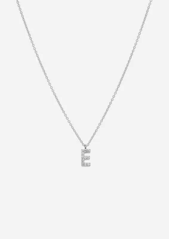 Pavé Letter - Sterling Silver - E made by Skultuna