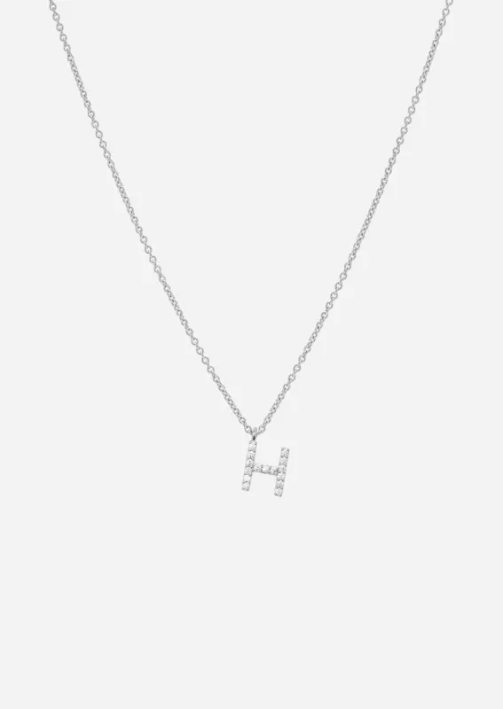 Pavé Letter - Sterling Silver - H made by Skultuna