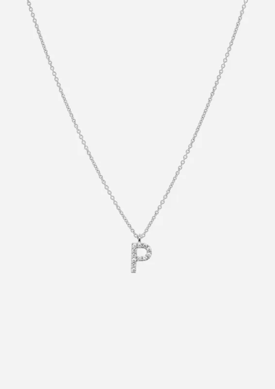 Pavé Letter - Sterling Silver - P made by Skultuna